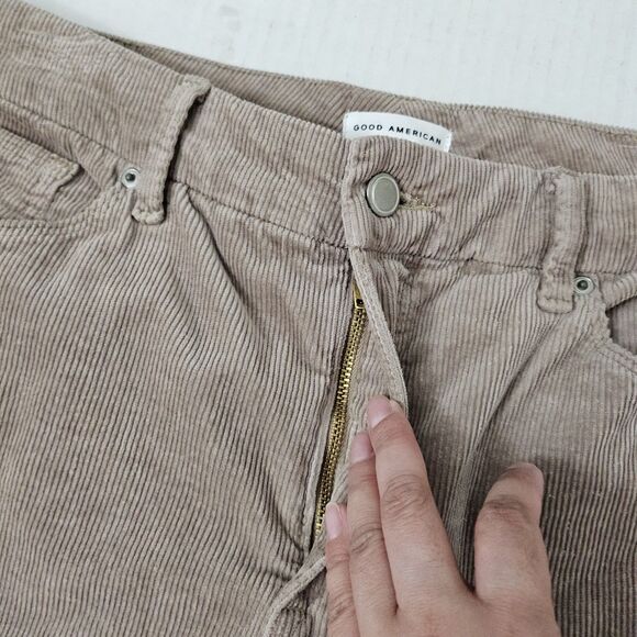 Good‎ American Jeans 32 Tan Good Skate High-Rise Loose Wide-Leg Corduroy NWOT - Picture 5 of 10